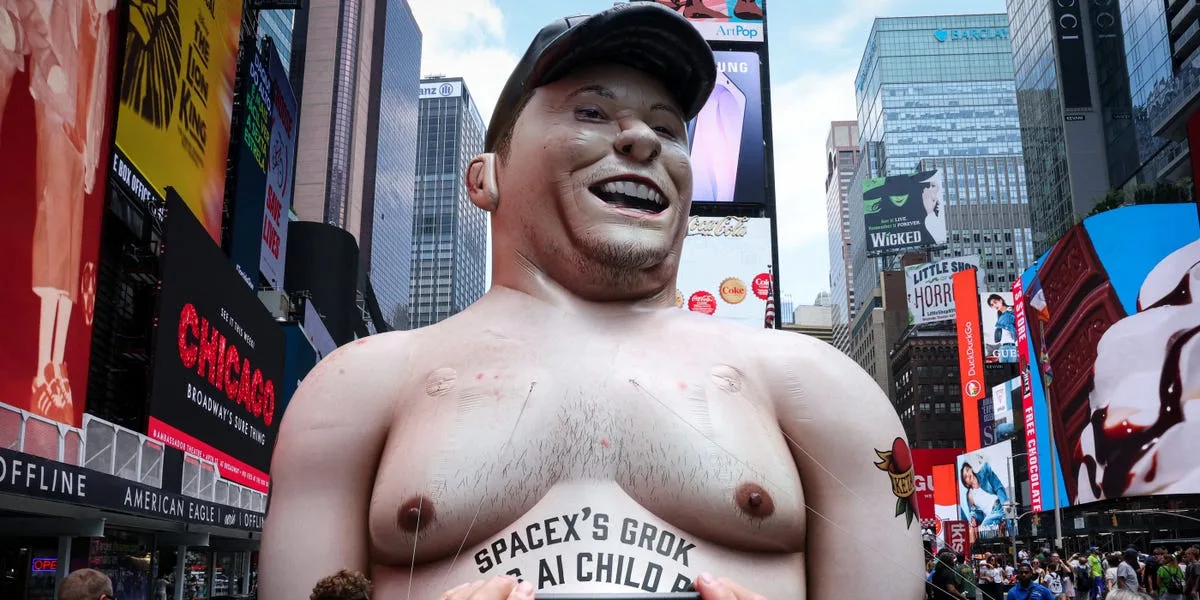 Γιγάντιο Μπαλόνι Musk Εμφανίστηκε στην Times Square Πριν από το IPO της SpaceX